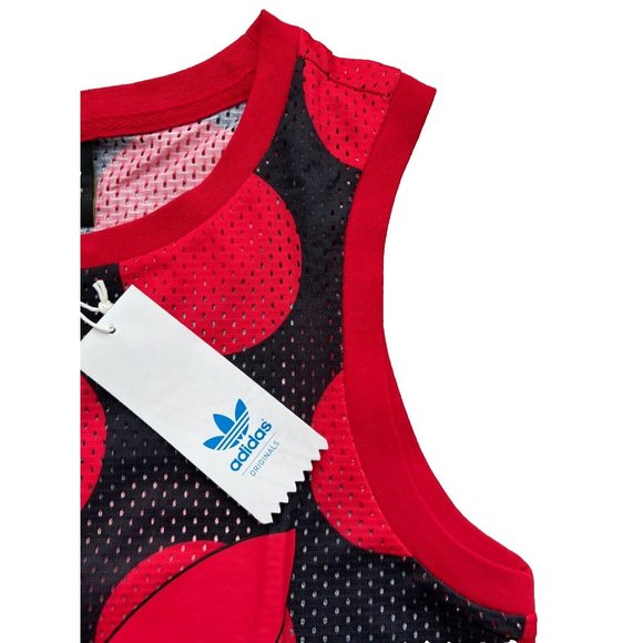 PHARRELL WILLIAMS X ADIDAS AI0784 Dear Baes BASKETBALL Tank Polka Red Black (S) - Picture 5 of 9